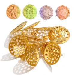 10pcs Stainless Steel Cabochons Stud Earring Setting Blank Weave Fabric Earring Base Tray Diy Jewelry Making Wholesale