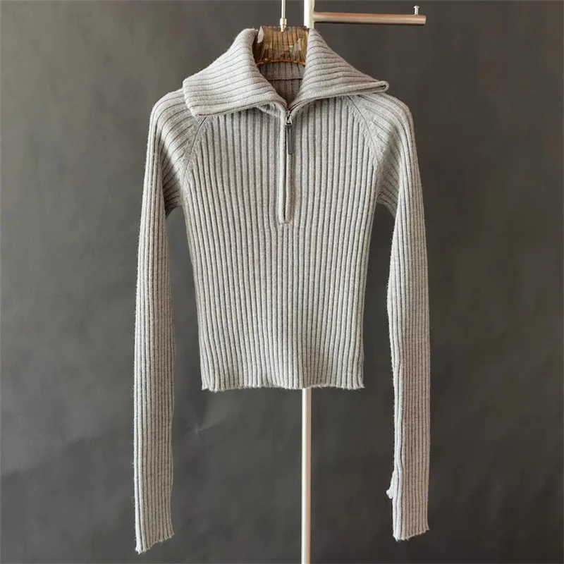 Strickjacke für Damen. Neues, elastisches, gestricktes, schmal geschnittenes, langärmliges Oberteil für den Herbst 2022, Wollmischung, Damenpullover, lässiger Damenmantel