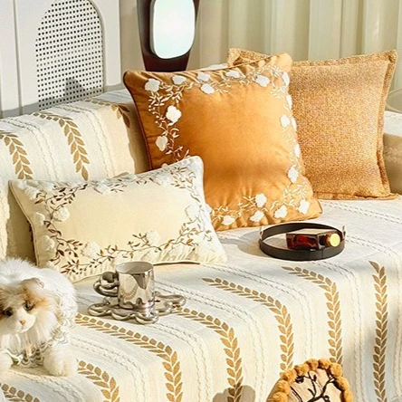 30x50/45x45CM Brown Throw Pillow Cover Homestay Light Luxury Stamping Waist Cushion Cover Decor Home Decorative Pillowcase