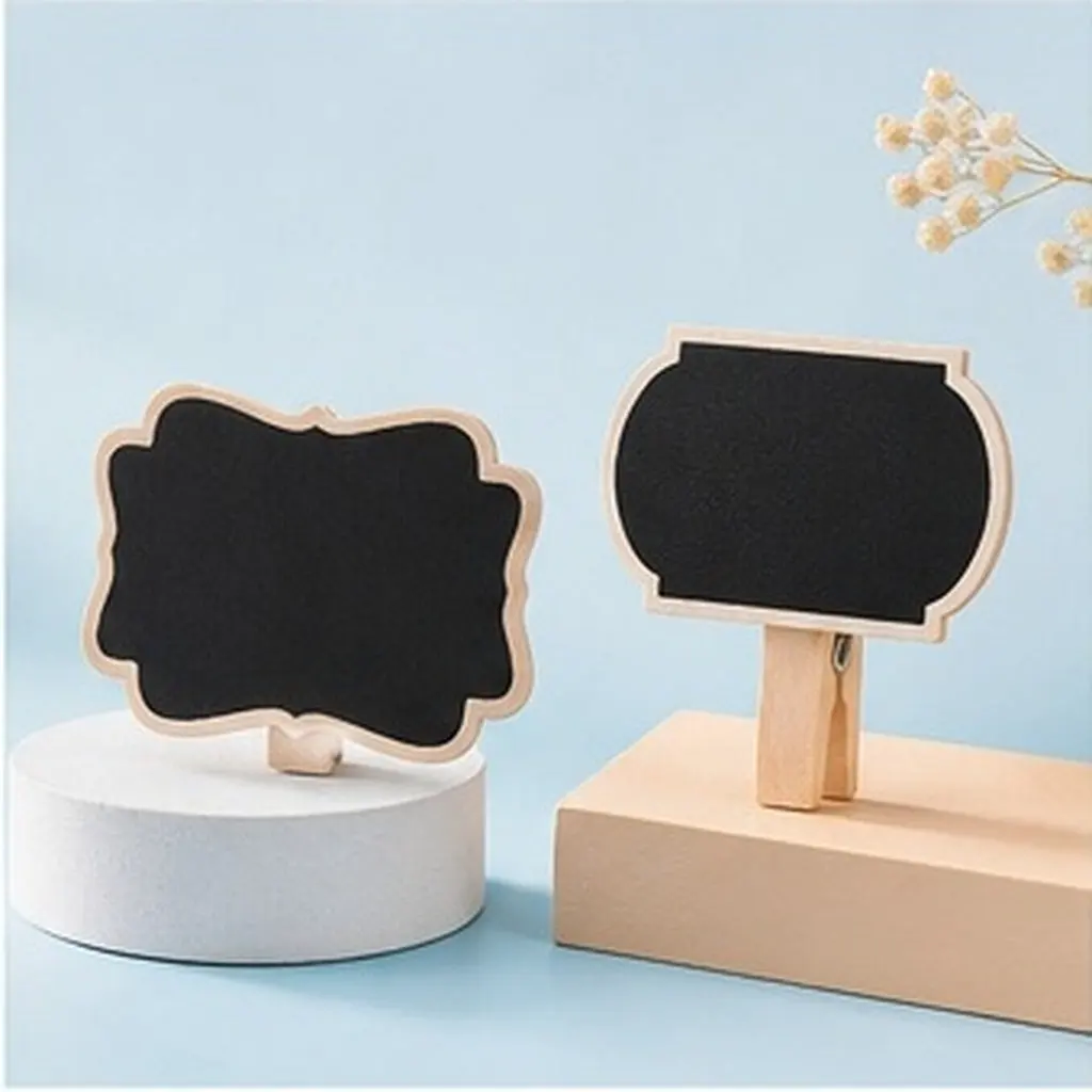 40Pcs Mini Blackboard Clips Writable Wooden Chalkboard Tags for Basket Labels Food Names Party Decorations Wedding Place Cards