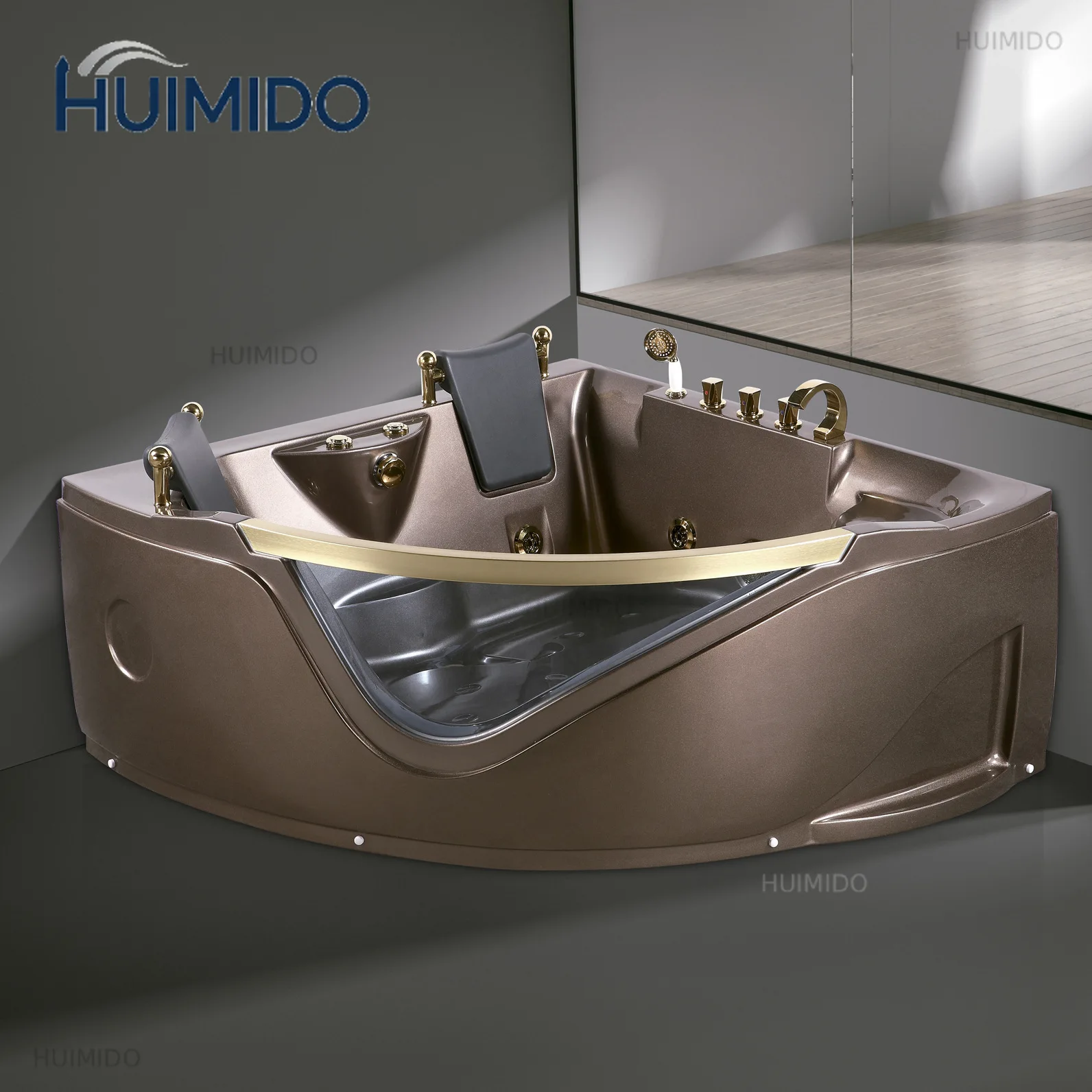 1500mm Bathroom Wall Corner Whirlpool Bathtub Chromotherapy Indoor Spa Double People Surf Massage Tub RS102B