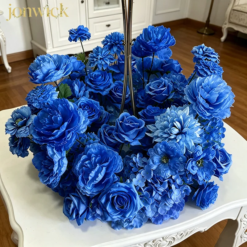 Gelb/Weiß/Rosa/Grün 30-60CM Maßgefertigte Künstliche Blumen Hochzeitsdekoration Tischdekoration Kranz Blumenarrangements Party-Requisiten – Detail 1