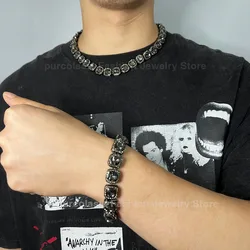 NEW Luxury Black Grey Glass Necklace for Men Women 12mm Tennis Chain Cuban Link Hip Hop Square Bling AAA Rhinestones Jewelry
