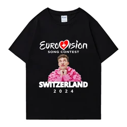 Hot sale Eurovision 2024 Event Nemo Mettler print T shirt Men Women Hip Hop oversized streetwear Unisex short sleeve T-shirts