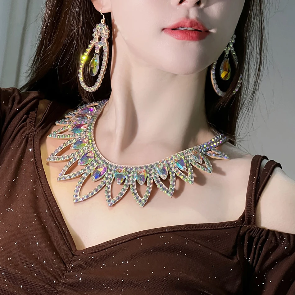 Belly Dance Necklace Handmade Hot Diamond Performance Oriental Dance Set Necklace Accessories