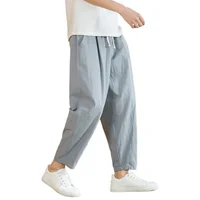 Pantalon en coton et lin pour homme, décontracté, solide, respirant, streetwear, droit, proximité, wstring, baggy, léger, sport, nouveau 3
