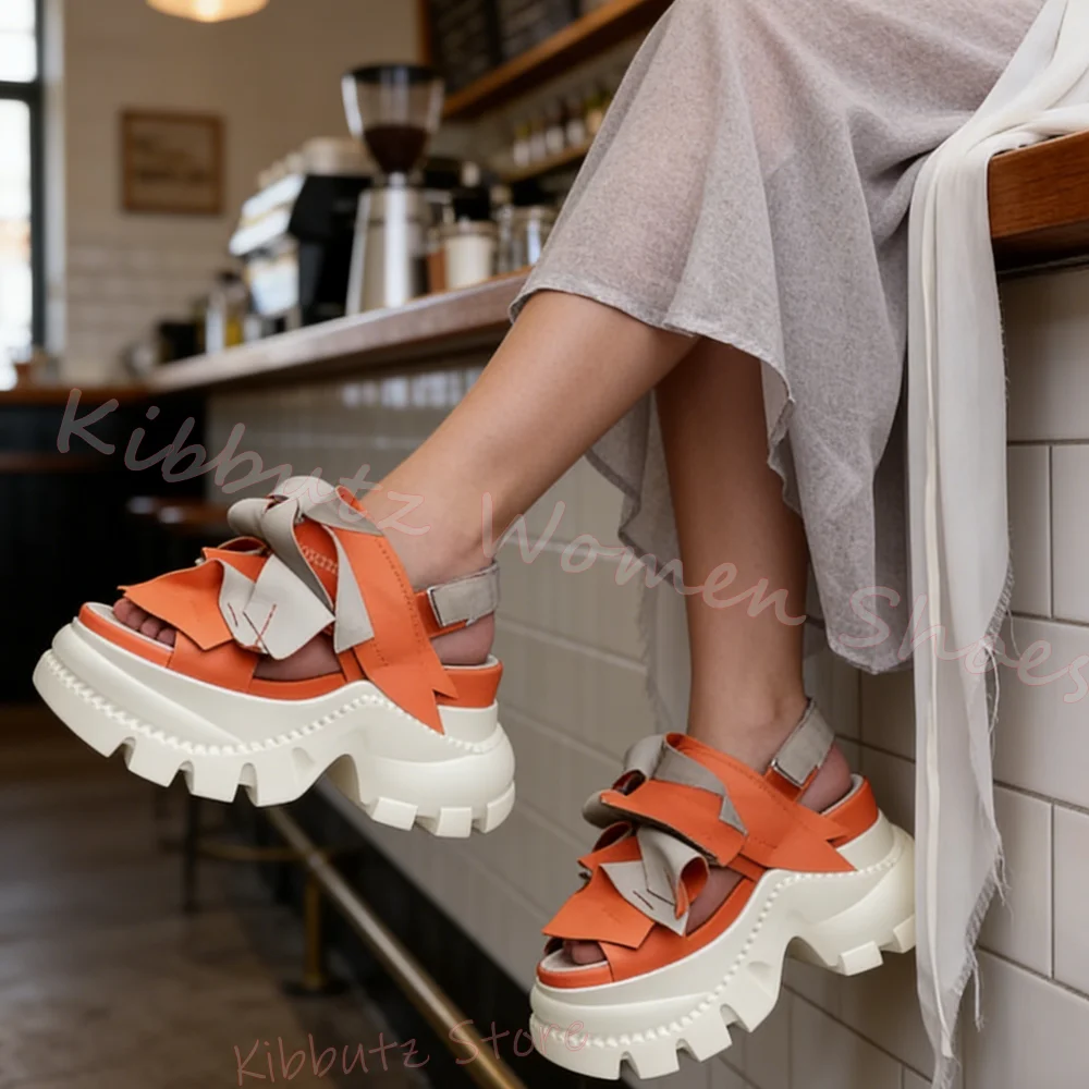 

Women Platform Sandals Thick Soled Bow Decor Slides Lightweight Casual Beach Shoes Fashion Non Slip Open Toe for Daily Wear New
