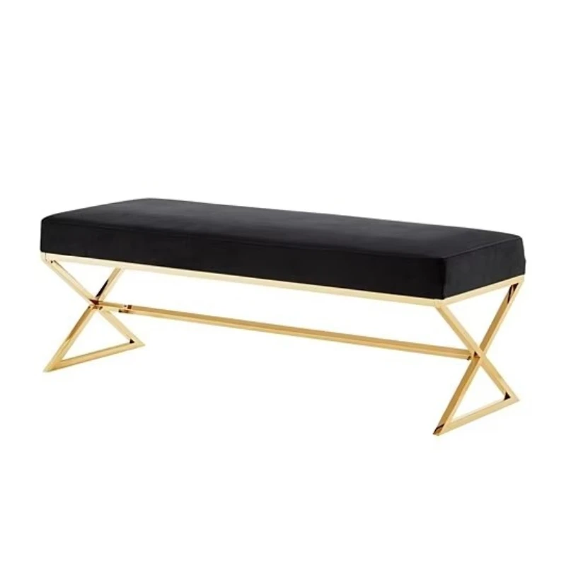 

Bedroom Furniture Bench Stainless Steel Frame X Shape Bed End Foot Bench Home Hotel