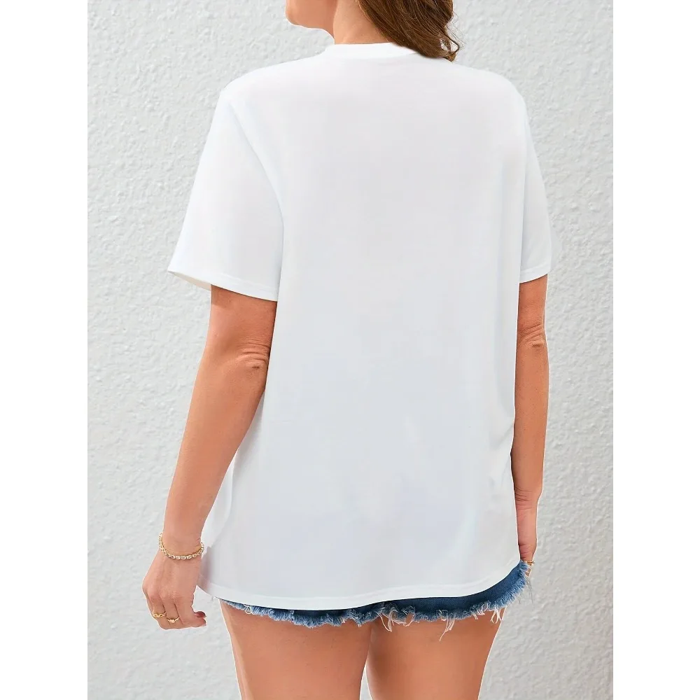 Damska koszulka plus size z nadrukiem czaszki, na co dzień z krótkim rękawem, gotycka koszulka „MV” z motywem telewizji muzycznej, kostium festiwalu muzycznego