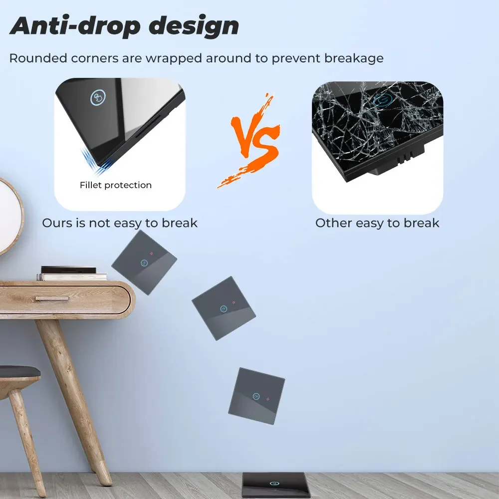 GERMA Nhà Thông Minh Không Dây Công Tắc Cảm Ứng Đèn Led Đèn 433MHZ Điều Khiển Từ Xa Màn Hình Kính Tường Bảng Điều Khiển Nút 1 2 3 Gang On Off