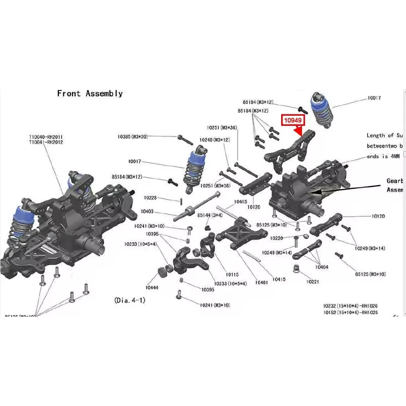 10949 Front Shock Tower(Carbon) 1OC Fit 1/10 Scale VRX Racing RH1025/1026/10003/1004 Rc Car For Rc Car Parts VRX