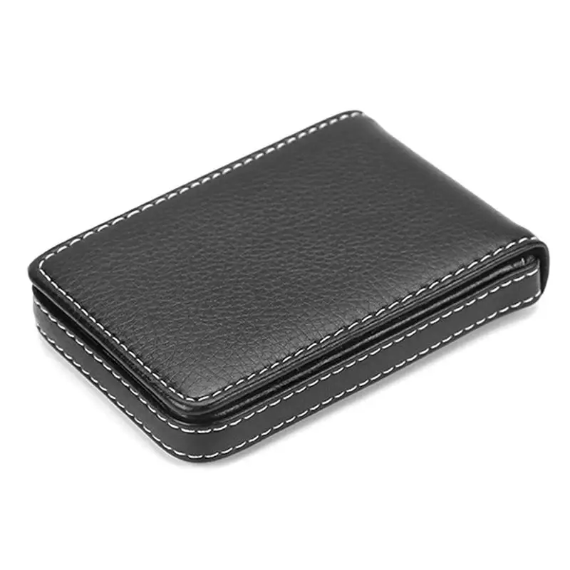 1pc Credit Card Case Business Card Holder Leather Vertical Section Organizer Desktop Storage RFID Magnetic Anti-theft Gift