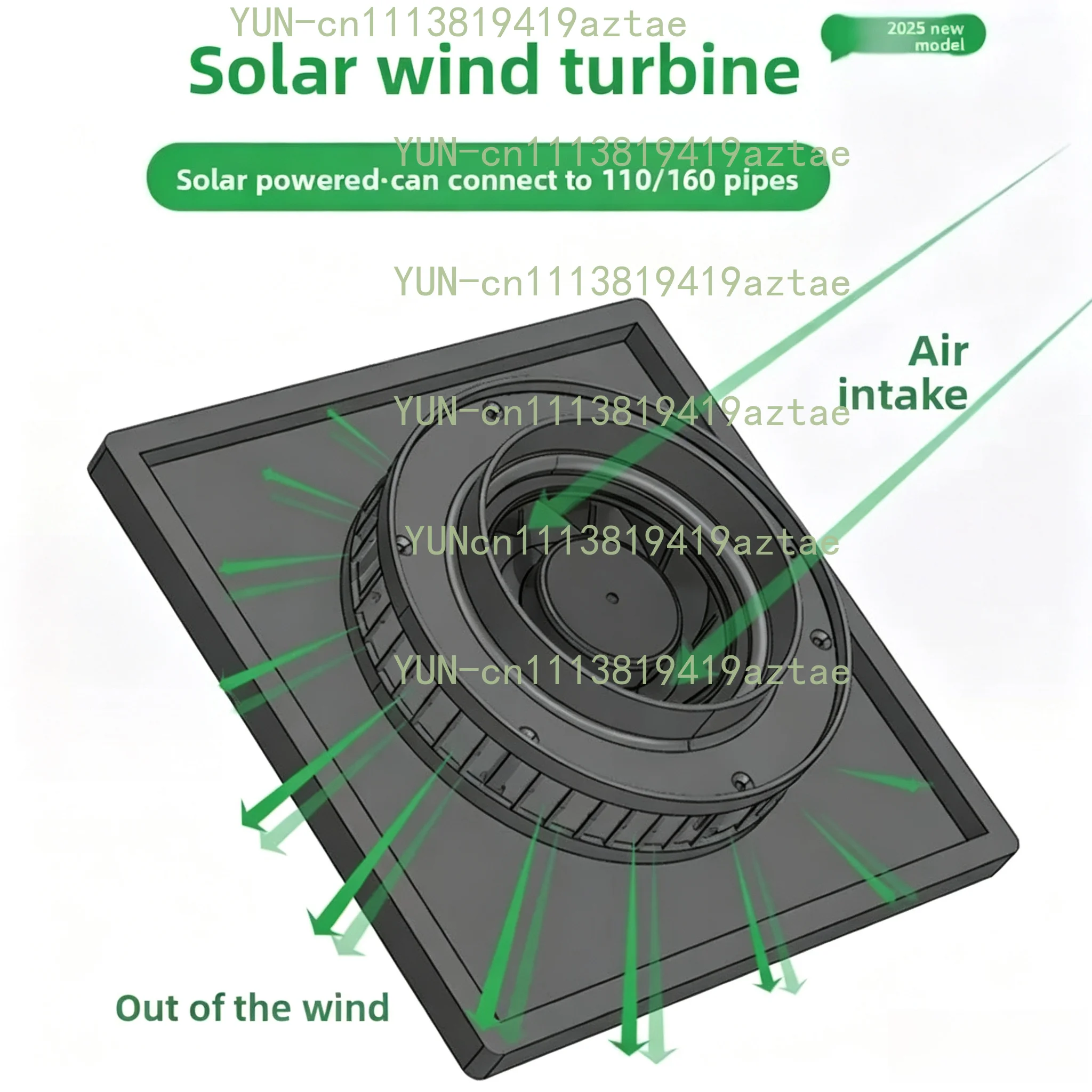 Solar Energy Saving Wall Mounted All in One Ventilator Universal Attic Pipe Container Roof Exhaust Fan