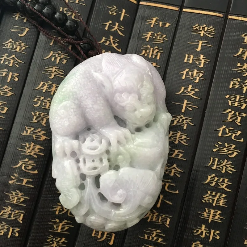 Myanmar Pixiu , Ornament, Mythical Handheld Toy, Jadeite Small Decorative Pie