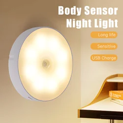 Rechargeable Motion Sensor LED Night Light Wireless LED Closet Light，Smart Human Body Sensor Night Lamp For Cabinet Wardrobe