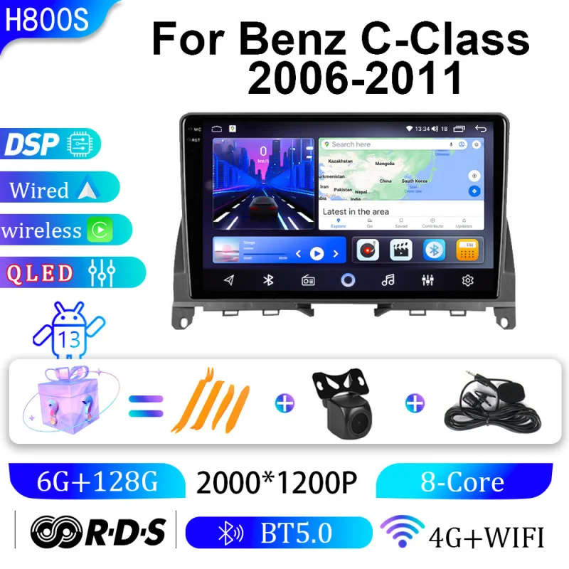 

For Mercedes Benz C-Class 2006-2011 Car Intelligent Systems Android Car Player GPS WIFI Carplay 4G Car Radio Navigation Stereo