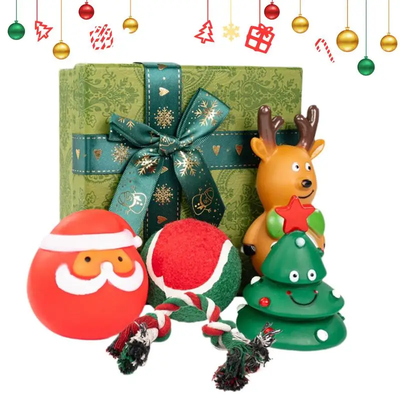 Set di giocattoli da masticare per cani Giocattolo da masticare di Natale stridulo per cani Piccoli, medi e grandi dimensioni Cani noiosi per interni Giocattoli interattivi per