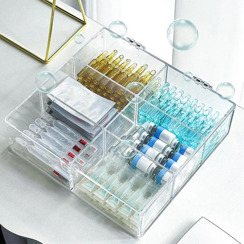 Cosmetic Essence Storage Box Cosmetic Lipstick Sample Contact Lens Storage Box Eyelash Tool Transparent Flip Dust Box