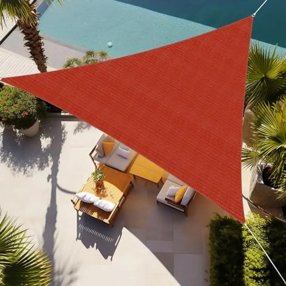 

16' Triangle Permeable Sun Shade Sail Canopy Rust Red Patio Garden Yard Deck Pergola High Quality D-Rings Ideal Shade Solutions