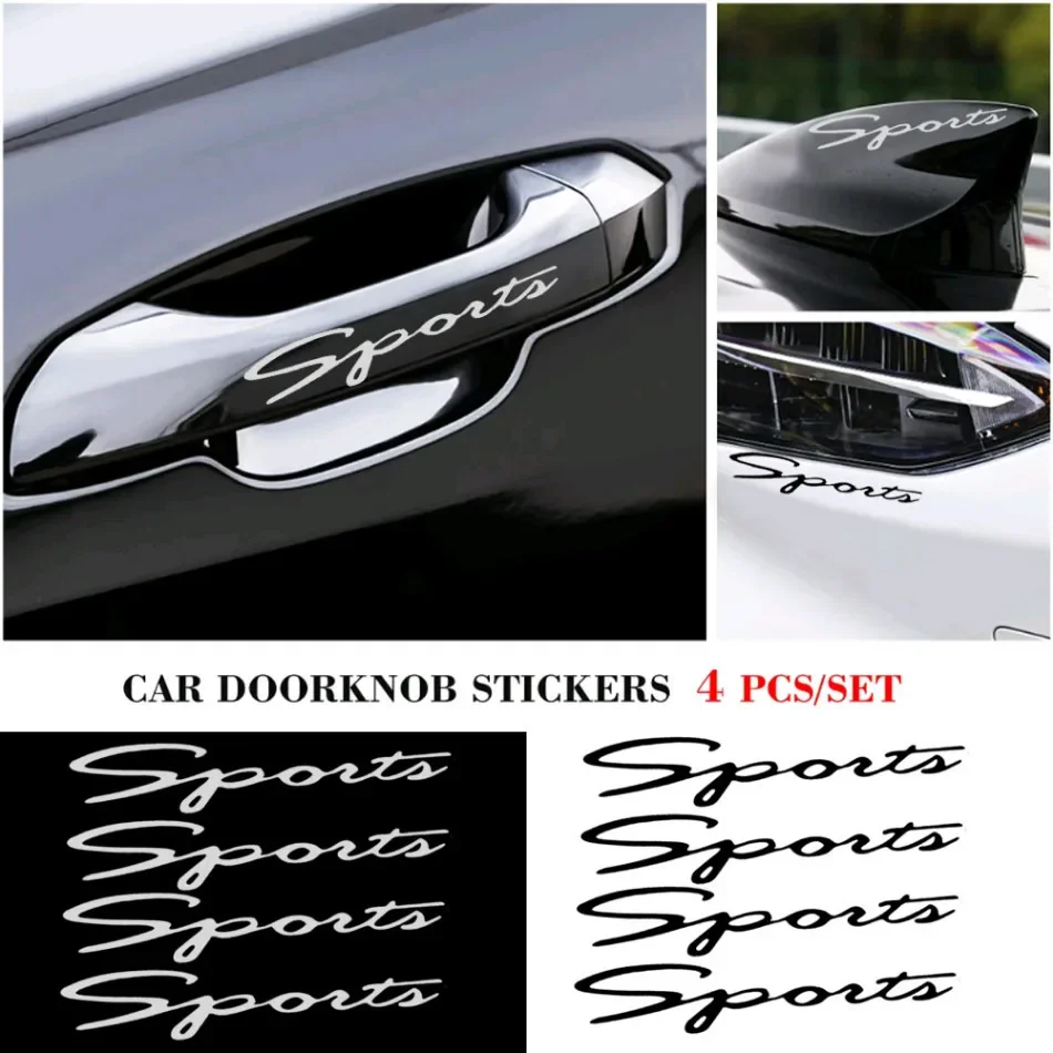 4Pcs Car Body SPORT Stickers Styling Decoration Car Door Handle Anti- Scratch Protection Stickers Auto Exterior Accessories