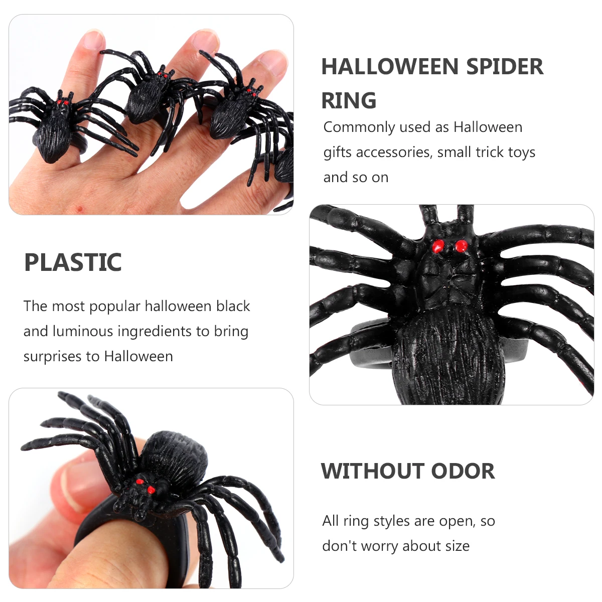 ハロウィンリング スパイダーリング 指輪 ハロウィンパーティー用 プラスチックおもちゃ ハロウィンスパイダーリング