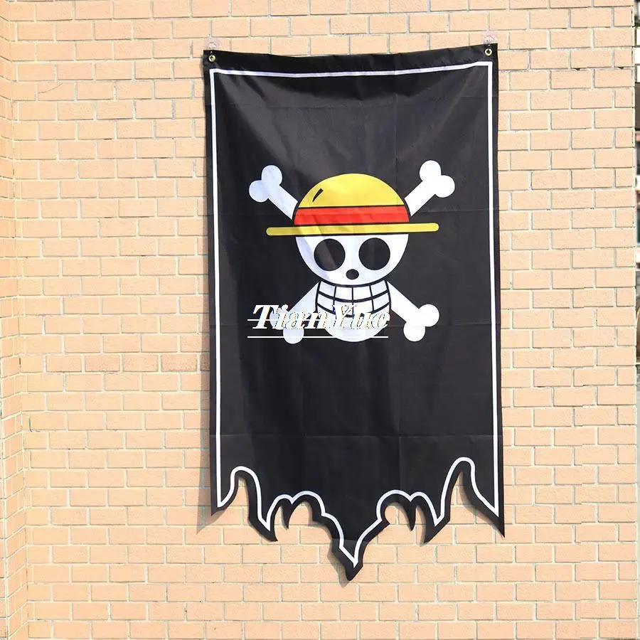 Anime One piece Flag Luffy Pirate background cloth toy for children's Xmas gift Party Decoration Flag