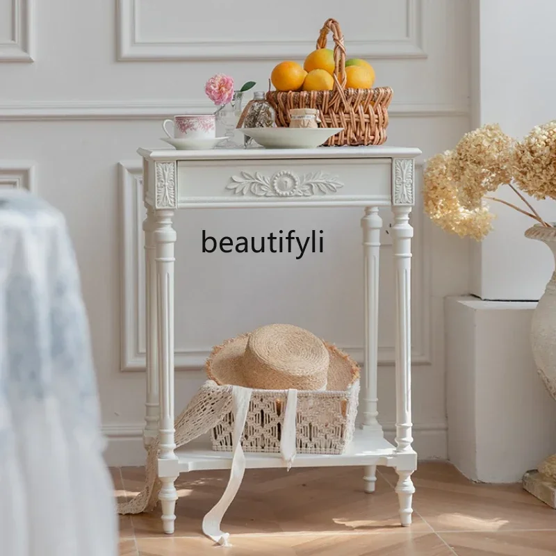French side table, living room, bedroom retro creative, home sofa side table, decoration, storage table