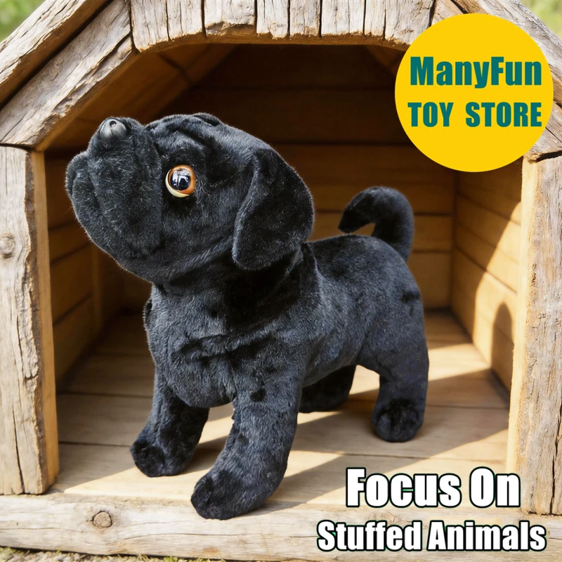 

Realistic Pug High Fidelity Pug Dog Plushie Black Pug Plush Toy Lifelike Bulldog Stuffed Animal Simulation Doll Toy Gifts