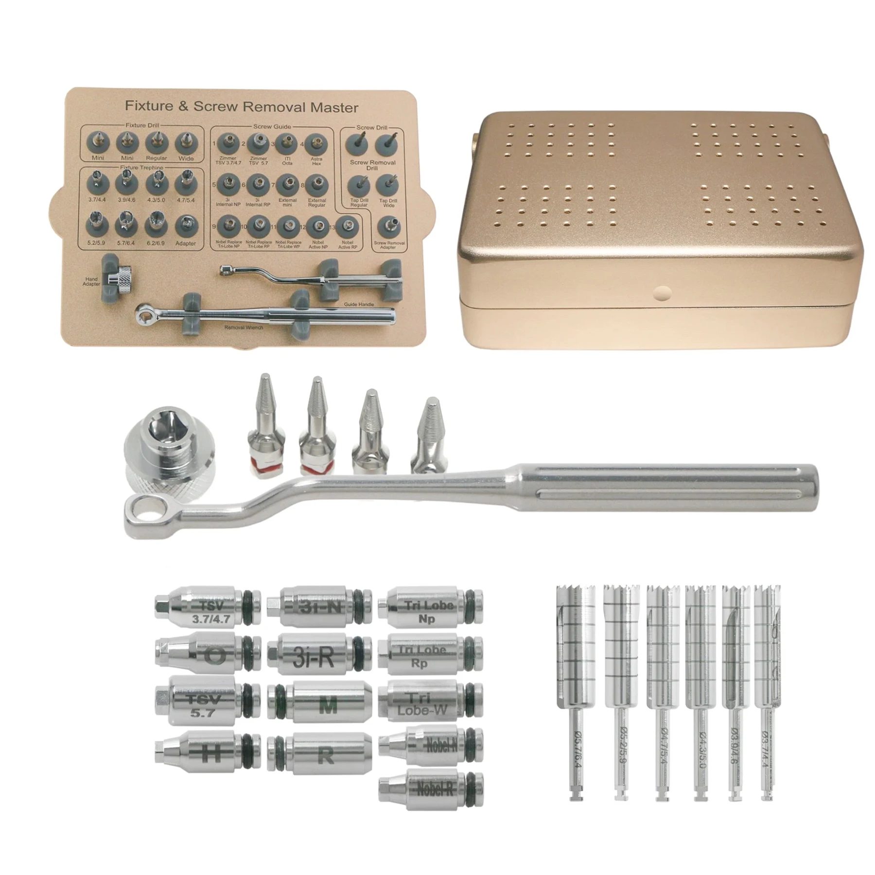 

Universal Dental Implant Fixture & Fractured Screw Removal Kit MCT FSRK-02