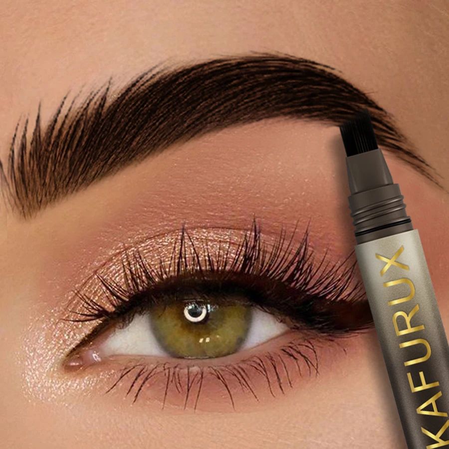 3 ألوان ثلاثية الأبعاد صبغ قلم الحواجب شعري مضاد للتلطخ مقاوم للماء طويل الأمد أسود بني فرشاة كبيرة كريم ماكياج العين البرية الطبيعية #6