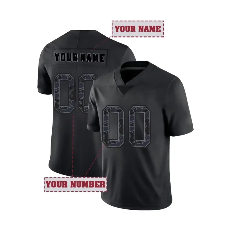 Personalized Football Shirt-Custom Name And Number Embroidery Short Sleeve V Neck T-shirt Reflective Limited Kansas City Jersey