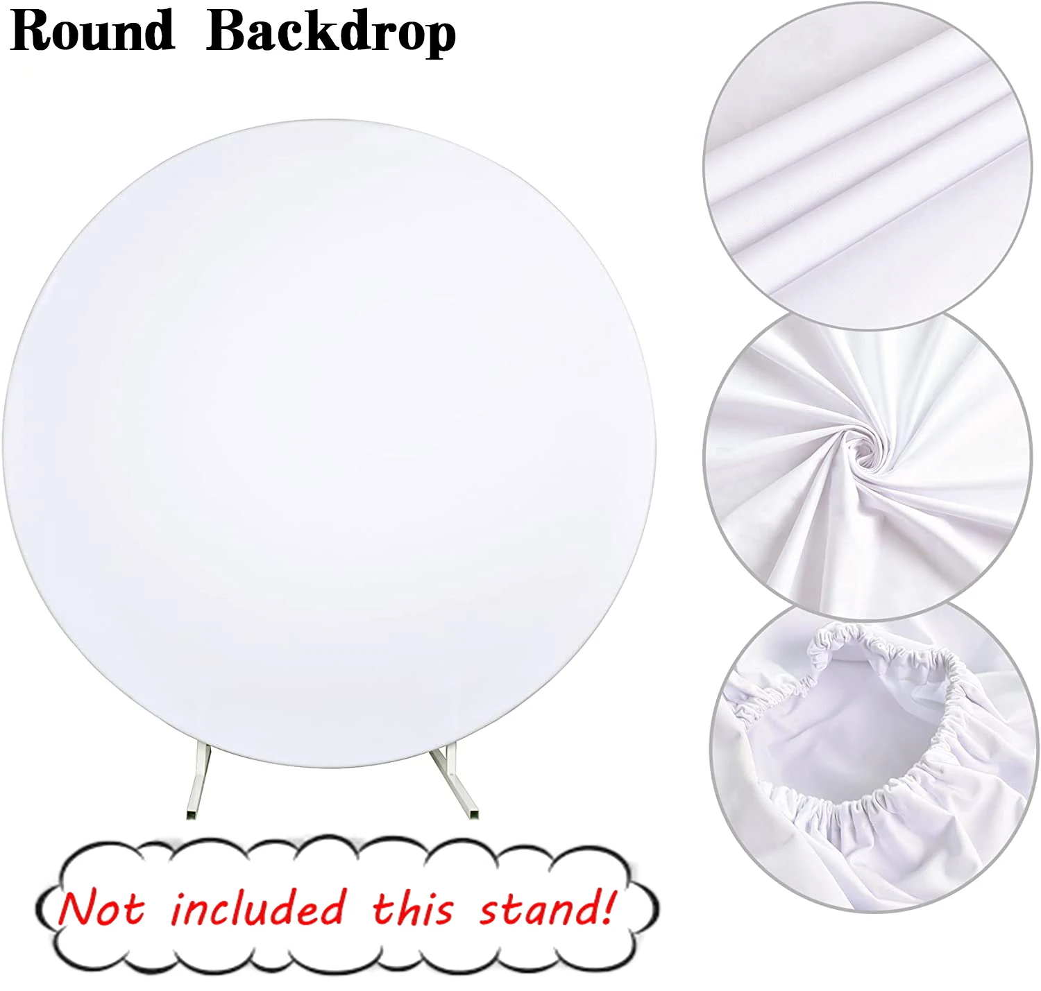 White Round Backdrop Cover for Party Black Solid Color Circle Photography Background Baby Shower Birthday Wedding Adult Decor