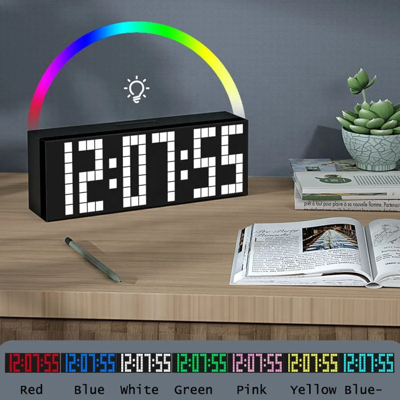 Optical Illusion 7 Colors Electronic Creative Color LED Digital Smart Pixel Clock for Home Office Deco