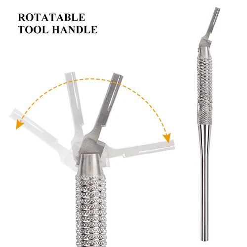 Mango de bisturí ajustable, hoja de acero inoxidable, soporte para cuchillos, instrumentos quirúrgicos médicos de odontología, 1 ud.