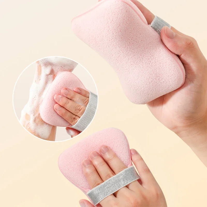 Éponge de bain 2 en 1, sac à savon pour lavage du visage, bouffante douce et propre, démaquillant réutilisable, tampons exfoliants pour le nettoyage quotidien, soins de la peau