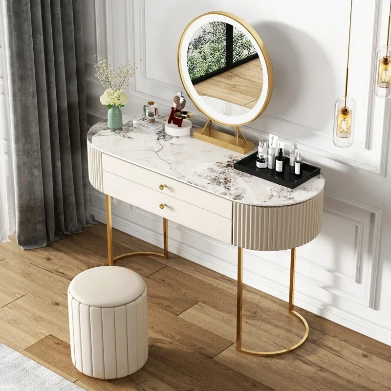 

Stone Plate Dresser Glass Light Luxury Advanced Bedroom Modern Minimalist Makeup Table