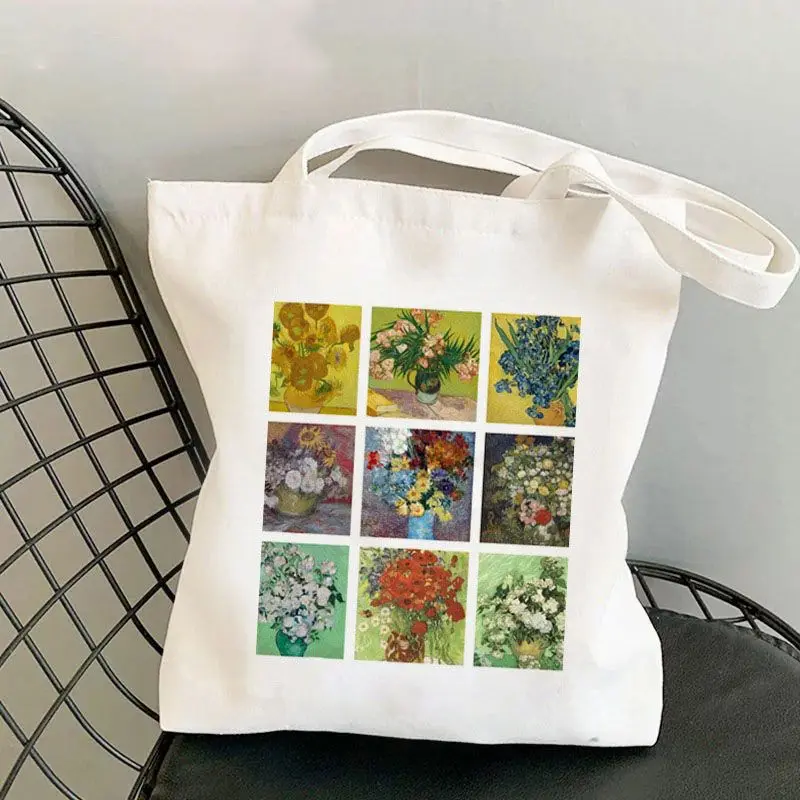 Van Gogh Series Painting Shopping Bags for Women Resuable Large-capacity Shopper Bag Harajuku Eco Tote Bag Student Bolsos Mujer