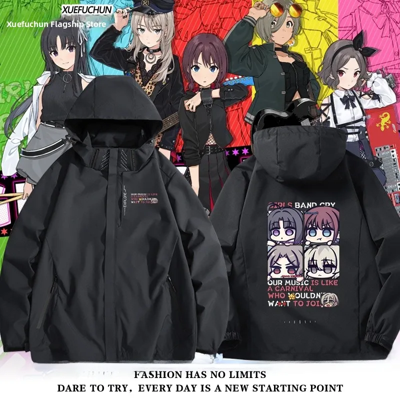 

Crng Girl Band Scr Jaet ex Anti-Wind Polyester Fiber Long Sve Hooded Zipper Closure Regular Length Faionable