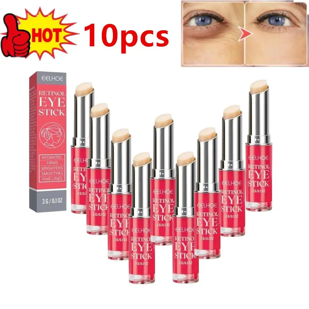 

10pcs Retinol Eye Cream Stick Fade Fine Lines Firming Lifting Eye Bags Remove Eye Dark Circles Moisturizing Hydrating Eye Skin C