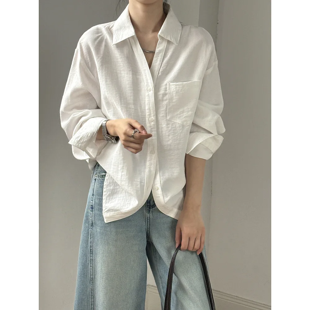 

Women's Casual Shirt V-Neck Long Sleeve Lapel Loose Top