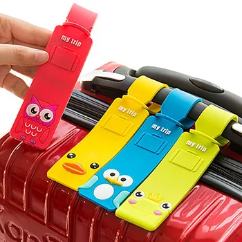 1 pc קריקטורה מטען תג כיסוי נסיעות אביזרים סיליקון מזוודה בעל מטען עלייה למטוס תגיות נייד תווית