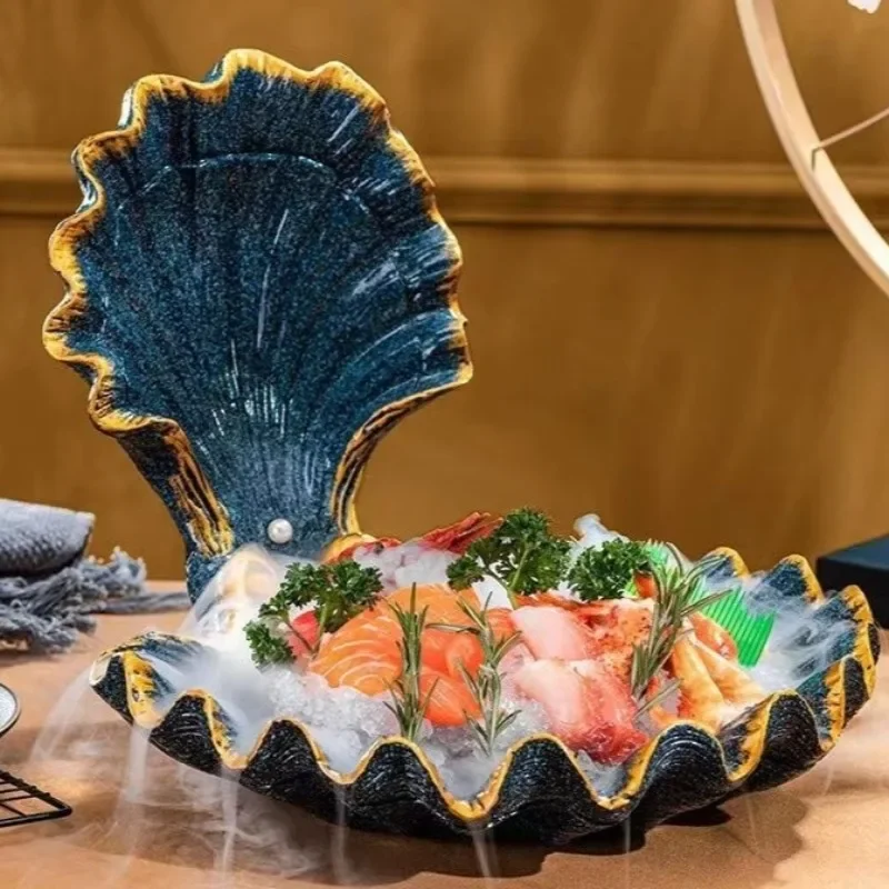 Dry Ice Seafood Plate - Creative Shell Design, Large Sashimi Dinner Set  Resin Material for Sophisticated Presentation Hot Sale