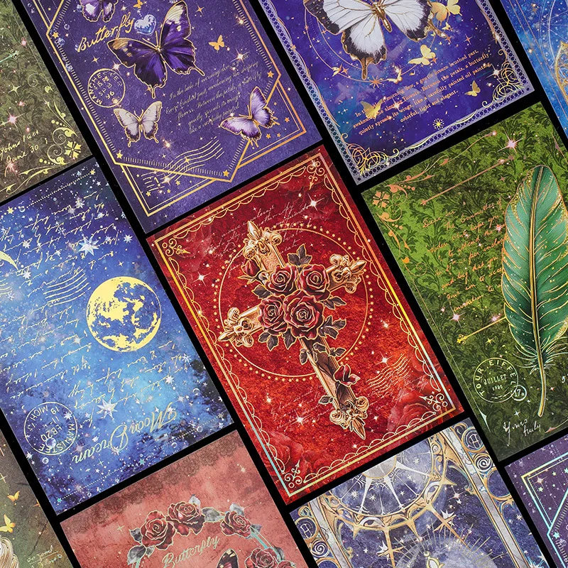 18 ورقة/حزمة البرنز حلم سر سلسلة غير المرغوب فيه مجلة المواد ورقة الظلام ماجيك سكرابوكينغ خلفية الزخرفية الكولاج #2