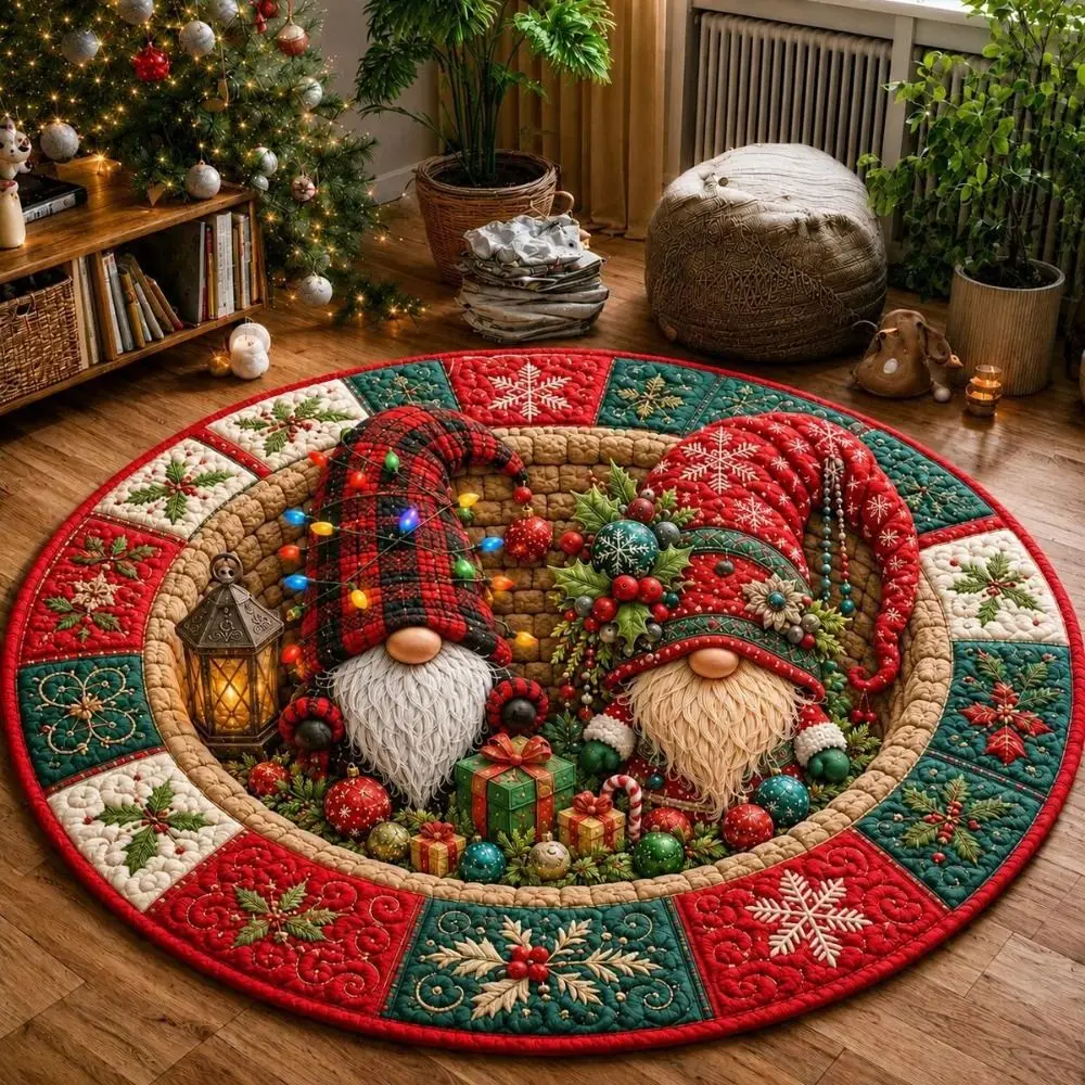 60*60cm Christmas Round Carpet Imitation Cashmere 3D Special-shaped Santa Claus Floor Mat Red Anti-Slip Christmas Tree Base Mat