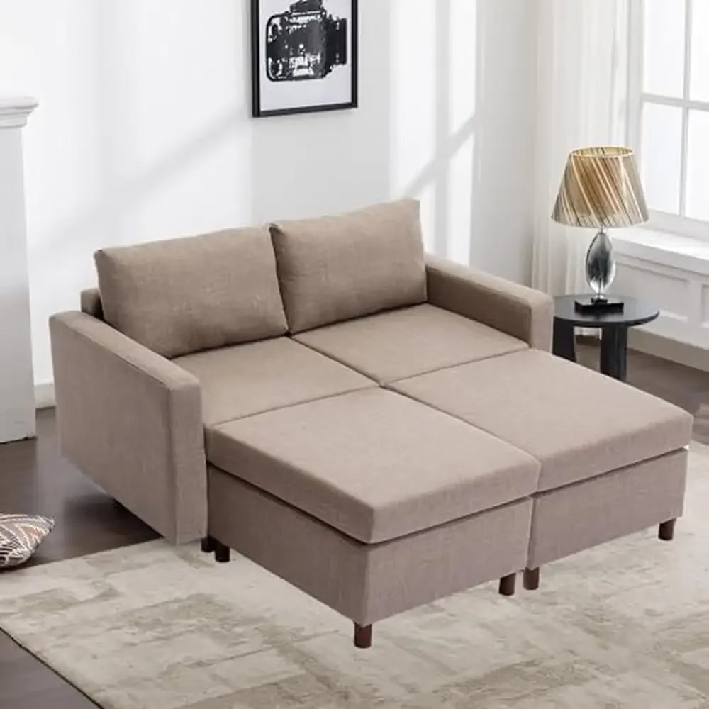 Convertible Modular Sectional Sleeper Couch Sofa Bed Living Room High Quality Fabric Sturdy Wood Frame Flexible Combination Easy