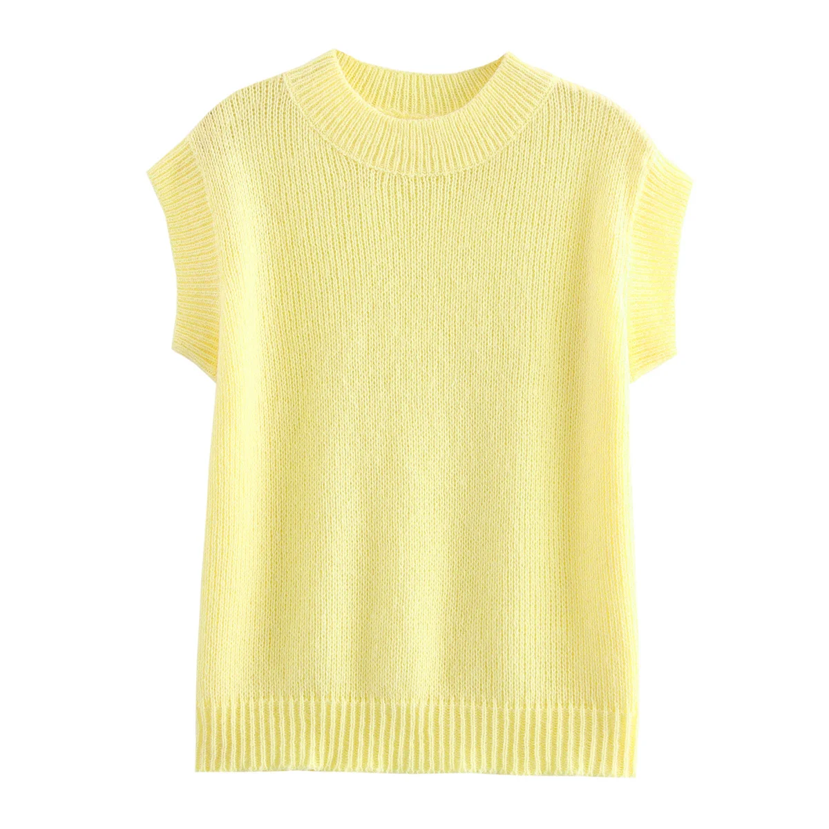 Fall 2024 Cropped Sweater Women Vests Solid Casual Sweater Vests Yellow Mohair Sweater Vest For Women Luxury Clothes Sleeveless