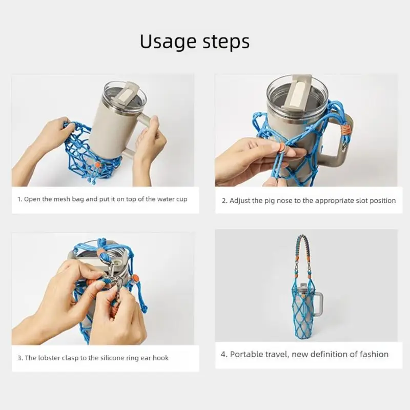 E8BD Outdoor Ready Cup Heavy Type Paracord Weave Not Slip Handle Ergonomic Sports Companion