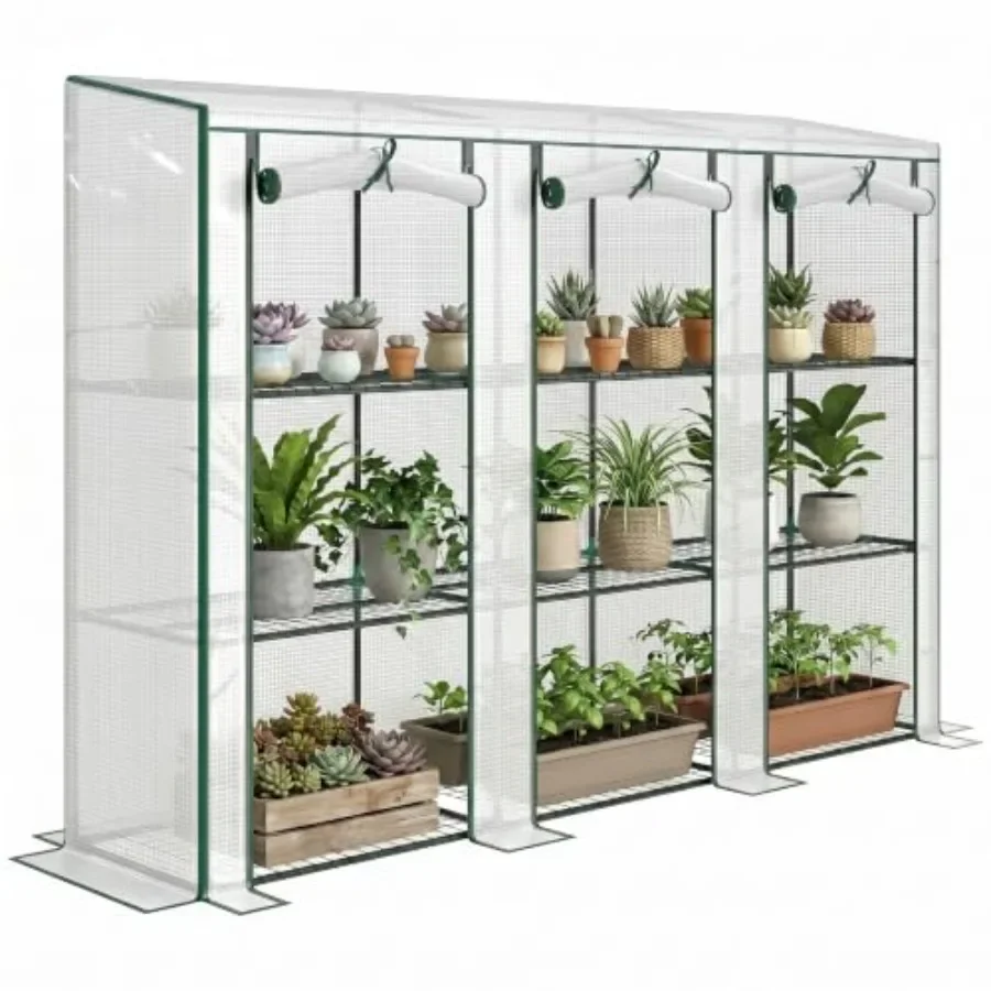 Lean-to Mini house 3 Tier Shelves 84.6"x18.1"x56.7