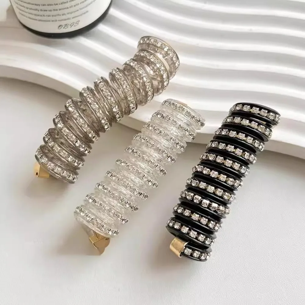 

Rhinestone Telephone Line Hair Loop Spiral Coil High Elastic Bubble Braid Headband Rubber Elastic Bands Head Rope Ponytail Girls