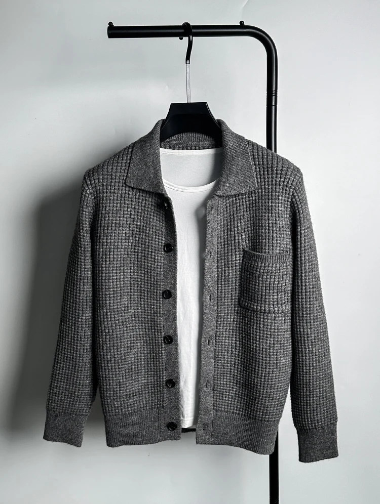

Loose Fit Men's Knitted Cardigan Sweater Autumn Winter Faion Trendy Long Sve Pure Color ket Open Front Jaet Coat